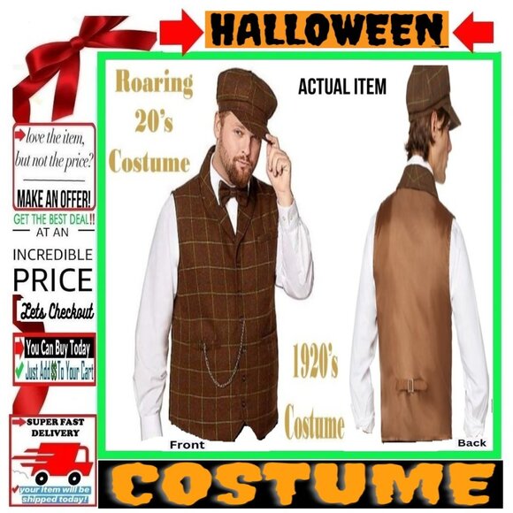 🛑 DAPPER GENTLEMAN Halloween ➕🆒1920 Party COSTUME Holiday SUIT 🟢💸BUY NOW💸🟢 - Picture 1 of 13